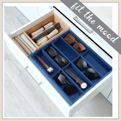 Amylove 2 Pcs Sunglass Organizer Trays Glasses Stackable Jewelry Trays Sunglass Organizer Display Box(8 Grids,Beige)