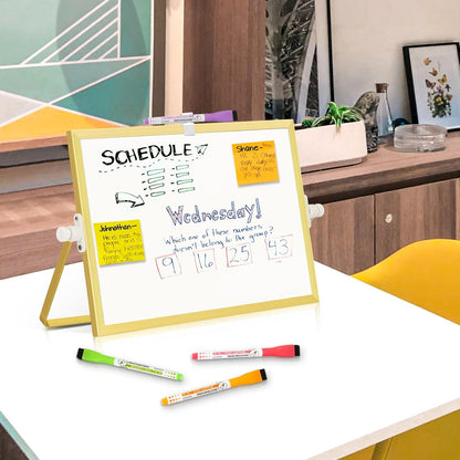 Dry Erase Magnetic White Board, 16" x 12" Double-Sided Desktop Whiteboard with Stand, Portable Small Whiteboard Set for Drawing, Office, Home