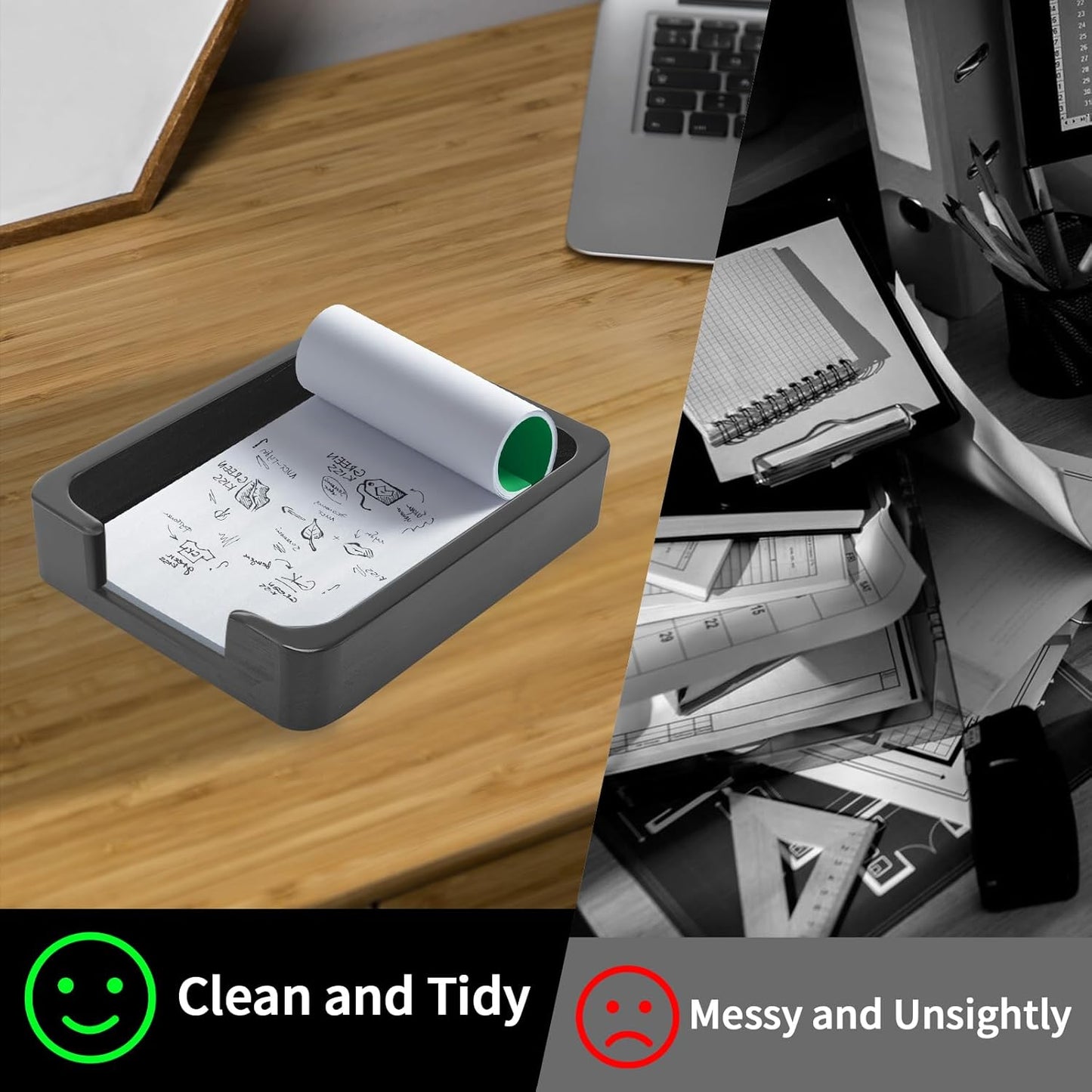 2 PCS 4x6 Memo Holder for Desk Paper Holder Black Wooden Memo Organizer for Desk Paper Tray Index Card Holder Fits 4 x 6 Index Card Cardstock Pads Note for Office School