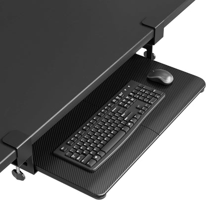BONTEC KMT01 Under Desk Keyboard Tray, Pull-Out Keyboard & Mouse Platform with C-Clamp, 25.6 x 11.8 in Space-Saving Ergonomic Slide-Out Drawer, White
