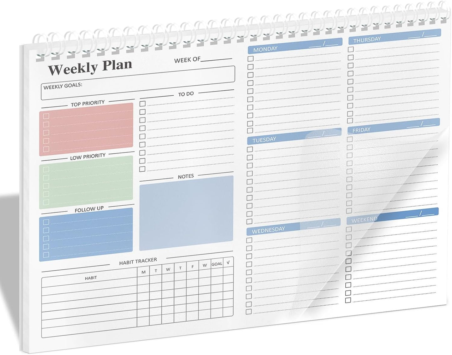 Ymumuda Weekly To Do List Notepad - Daily To Do List Undated 52 - Week Sheets, 8.5x11" Weekly Goal Notebook, Habit Tracker Journal, Excellent for Student School Work Personal Productivity Organizer