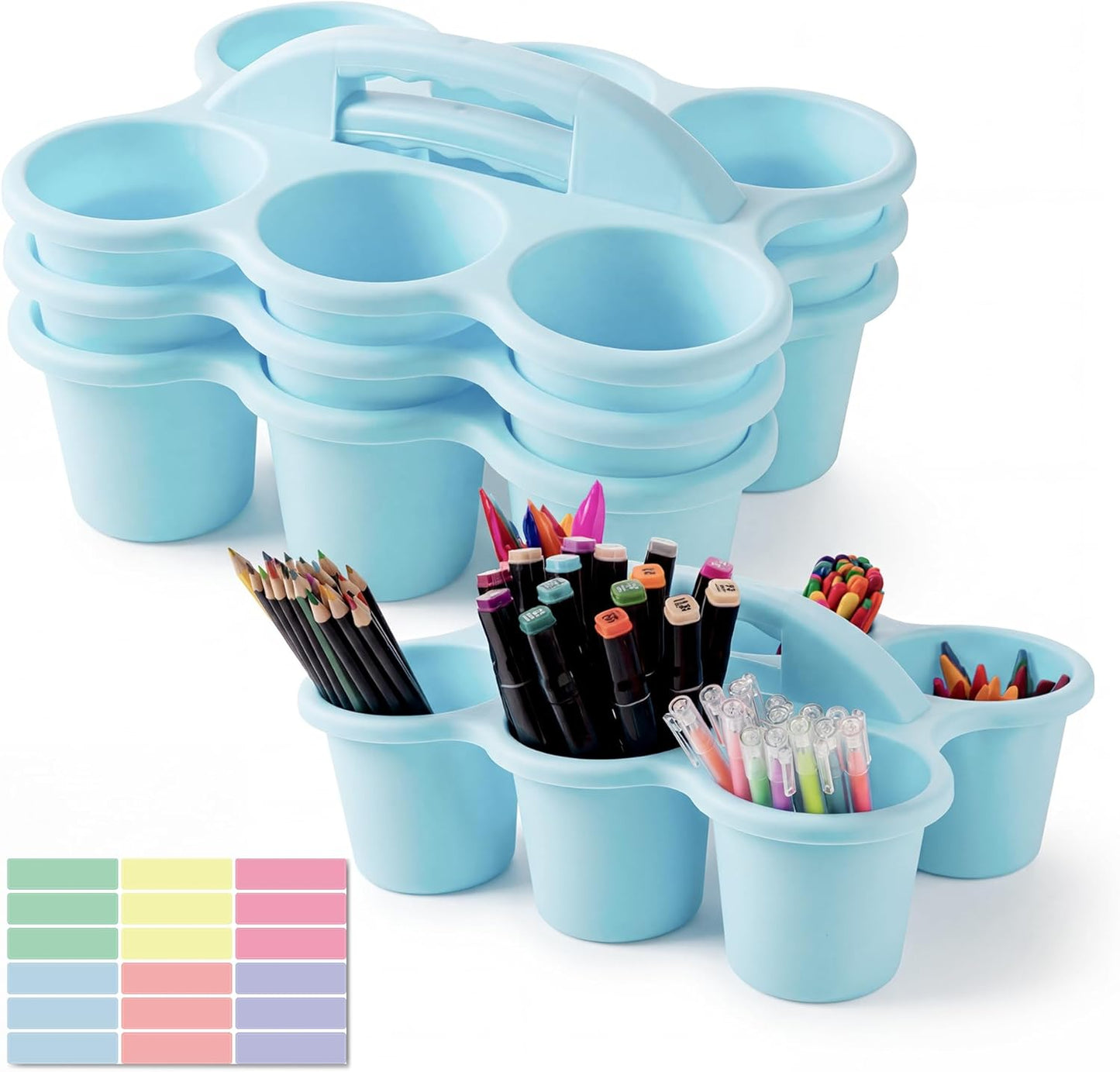 2 Pack Classroom Caddy For School,Kidsroom,Pencil Holder,Plastic Cup Caddy for Drink Delivery (Blue)