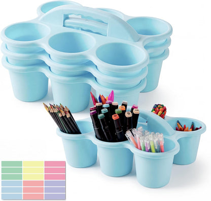 2 Pack Classroom Caddy For School,Kidsroom,Pencil Holder,Plastic Cup Caddy for Drink Delivery (Blue)