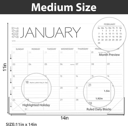 Guasslee Desk Calendar 2026-2027(Jun. 2026 - Dec. 2027), 19-Month School Year Compact Desktop & Wall Calendar, 14" x 11" Thick Paper Monthly Planner for Small Space, Home Office, Dorm & School