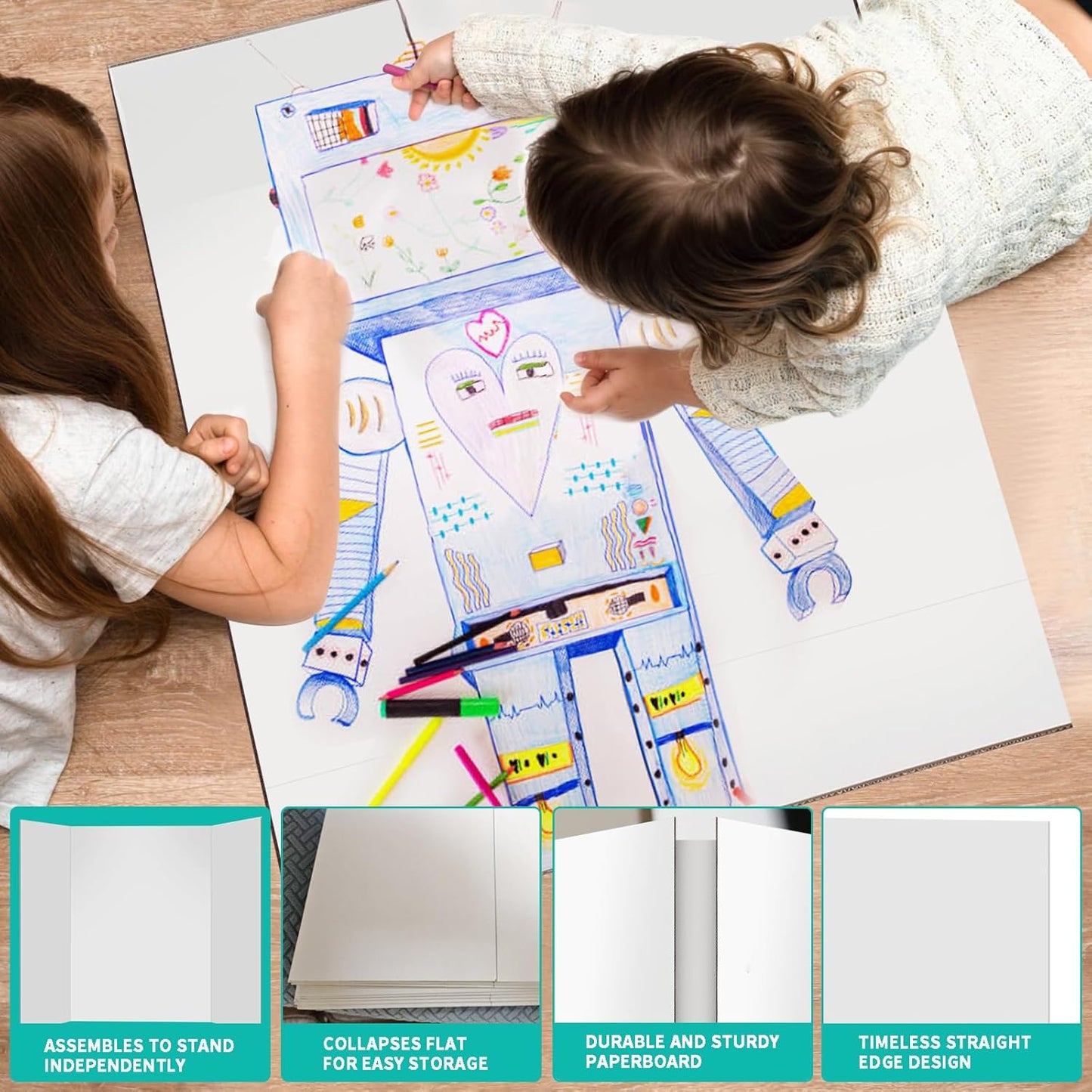 Trifold Poster Board 26"x17", 5 Pack Small Presentation Board for Science Fair Projects, Foldable Display Board for School Projects, Office Presentations and Classroom