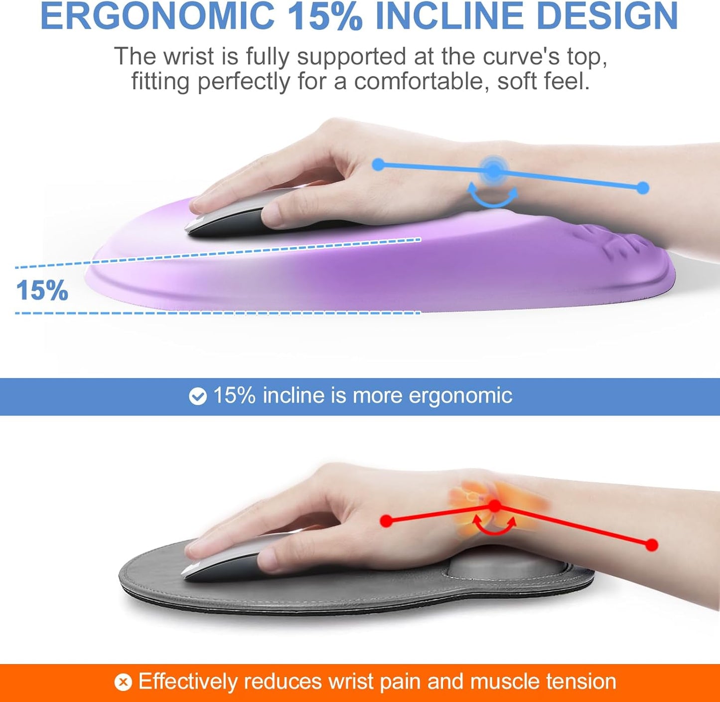 Mouse Pad with Wrist Rest, Comfortable Keyboard Wrist Rest, Memory Foam Wrist Rest for Computer Keyboard, Ergonomic Mouse Pad Set for Easy Typing & Pain Relief for Office Black