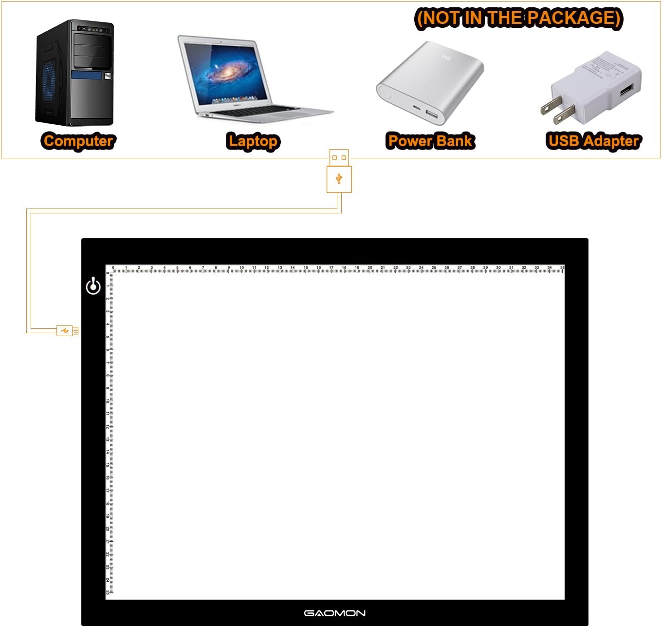 GAOMON B4 Size LED Light Box 5 Millimeters Ultrathin Light Pad USB Art Tracing Board for Sketch Copy and Handwork - GB4