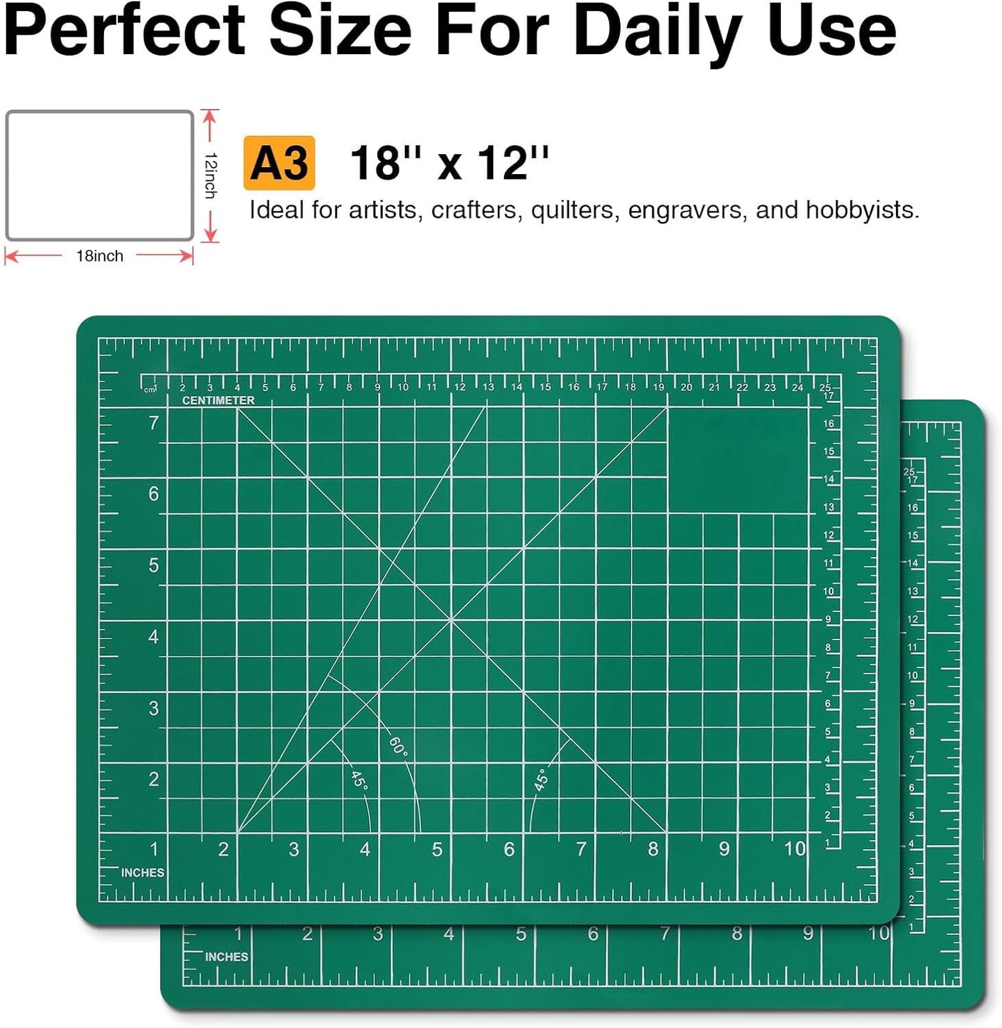 DIYSELF Cutting Mat 12in×18in, Cutting Mats for Crafts, Self Healing Cutting Mat A3, Fabric Cutting Mats Double Side for Sewing, Quilting, Craft Mat for Desktop, Matting & Mounting Materials