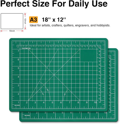 DIYSELF Cutting Mat 12in×18in, Cutting Mats for Crafts, Self Healing Cutting Mat A3, Fabric Cutting Mats Double Side for Sewing, Quilting, Craft Mat for Desktop, Matting & Mounting Materials