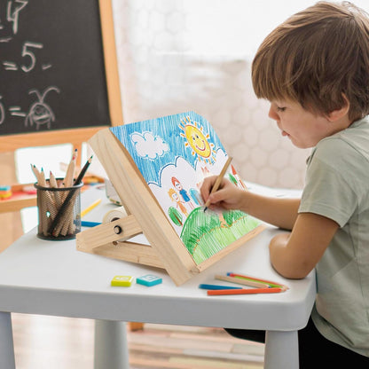 Kids Tabletop Art Easel with Paper Roll Dispenser | Adjustable Portable Desk & Table Top Painting Drawing Stand (13.8" x 11.4", Without Paper Roll)