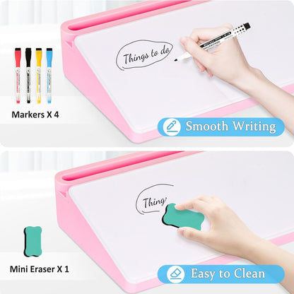 DOLLAR BOSS Glass Desk Whiteboard Calendar Small Dry Erase Board Desktop White Board with Storage Drawer Computer Keyboard Stand Desk Organizer, Colorful Weekly Calendar, Black