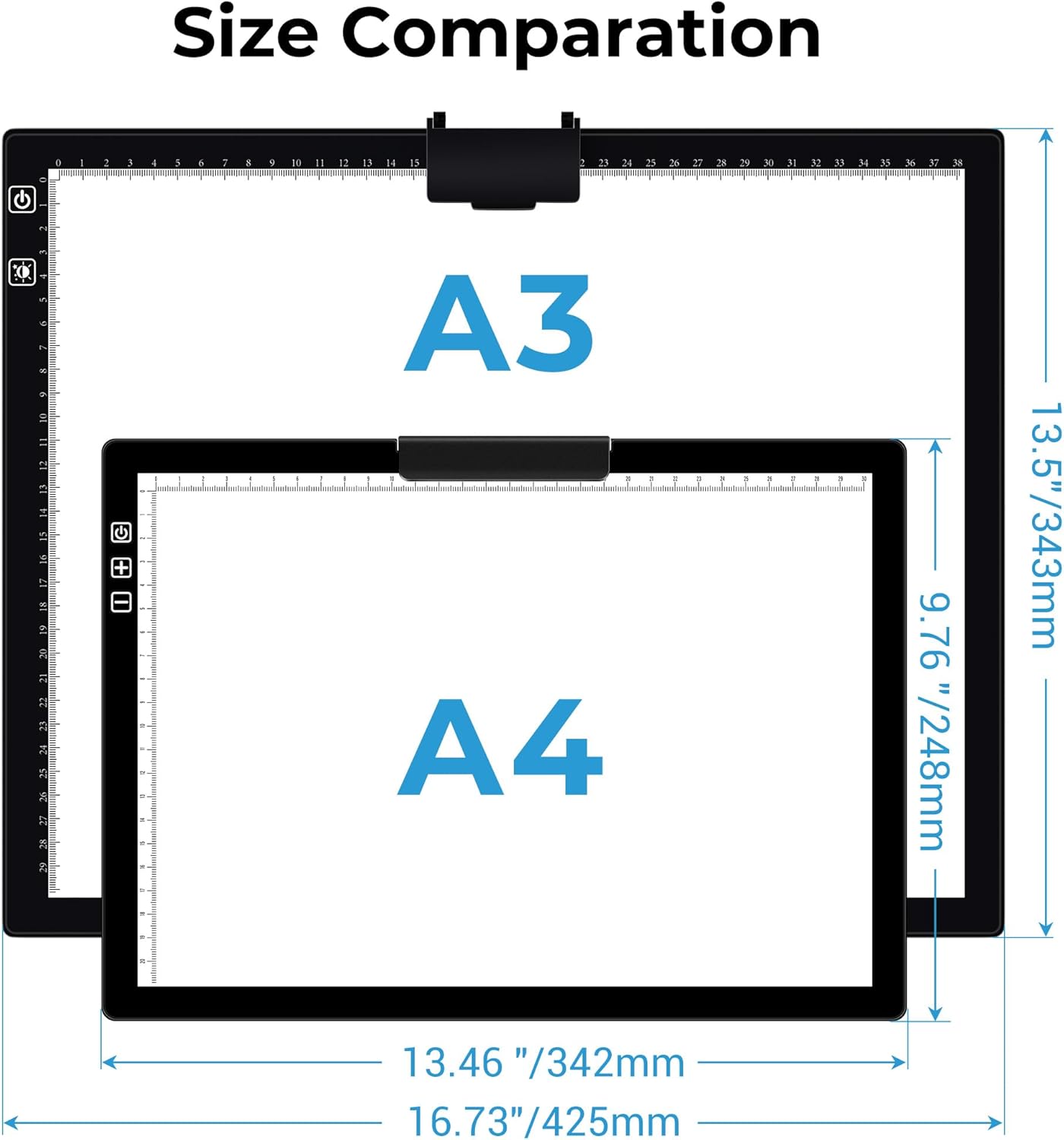 Bylitodt Rechargeable A3 Light Pad, Diamond Art Light Board, 16.7x13.5 inch Lightbox for Tracing and Drawing with 3 Colors & 6 Brightness, Tracing Pad for Weeding Vinyl, Diamond Painting Accessories