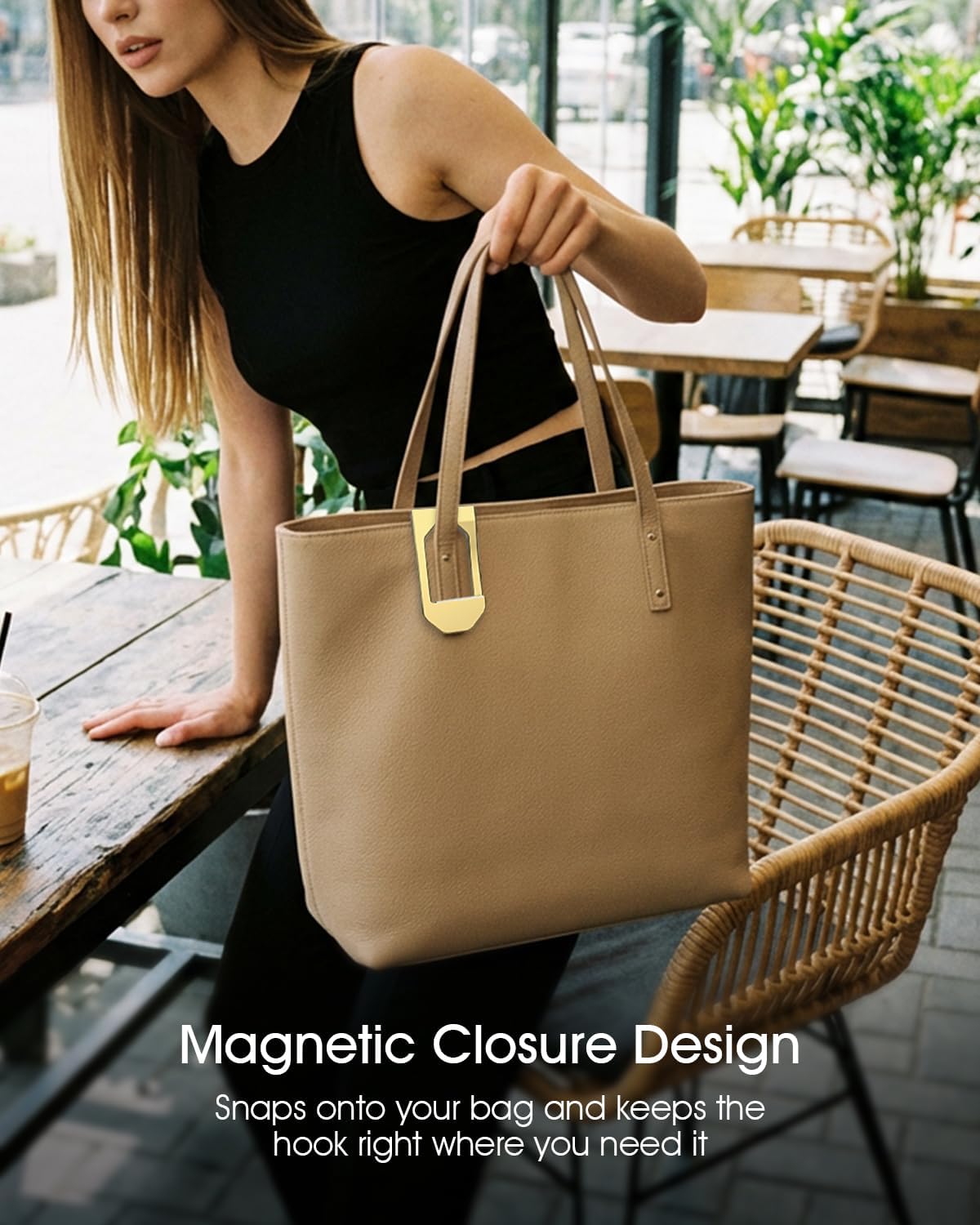 Purse Hook for Table - Portable Purse Hanger for Table with Magnetic Closure, Compact Bag Hook for Handbags, Totes & Backpacks, Stylish Stocking Stuffer Christmas Gift (Gold)
