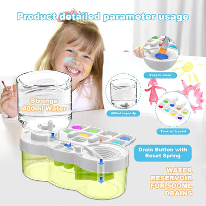 Paint Brush Cleaner, Upgraded Water Cycle Watercolor Rinser Dispenser with Holder and Palette, Washing My Brushes, Cleaning System for Acrylic,Watercolor,Painting Art Supplies for Adults Students