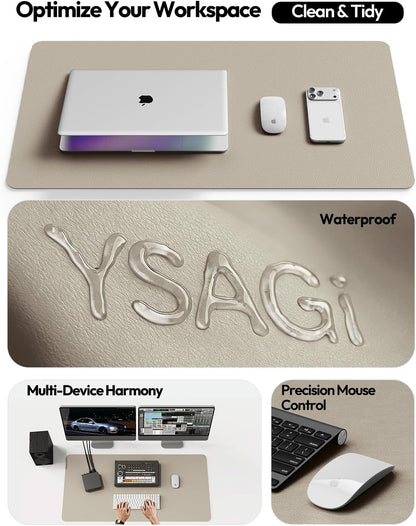 YSAGi Leather Office Desk Pad Protector, Large Mouse Pad, Non-Slip, PU Leather, Laptop Desk Blotter, Waterproof Writing Pad for Office and Home, Black, 23.6" x 13.8" - Colors B