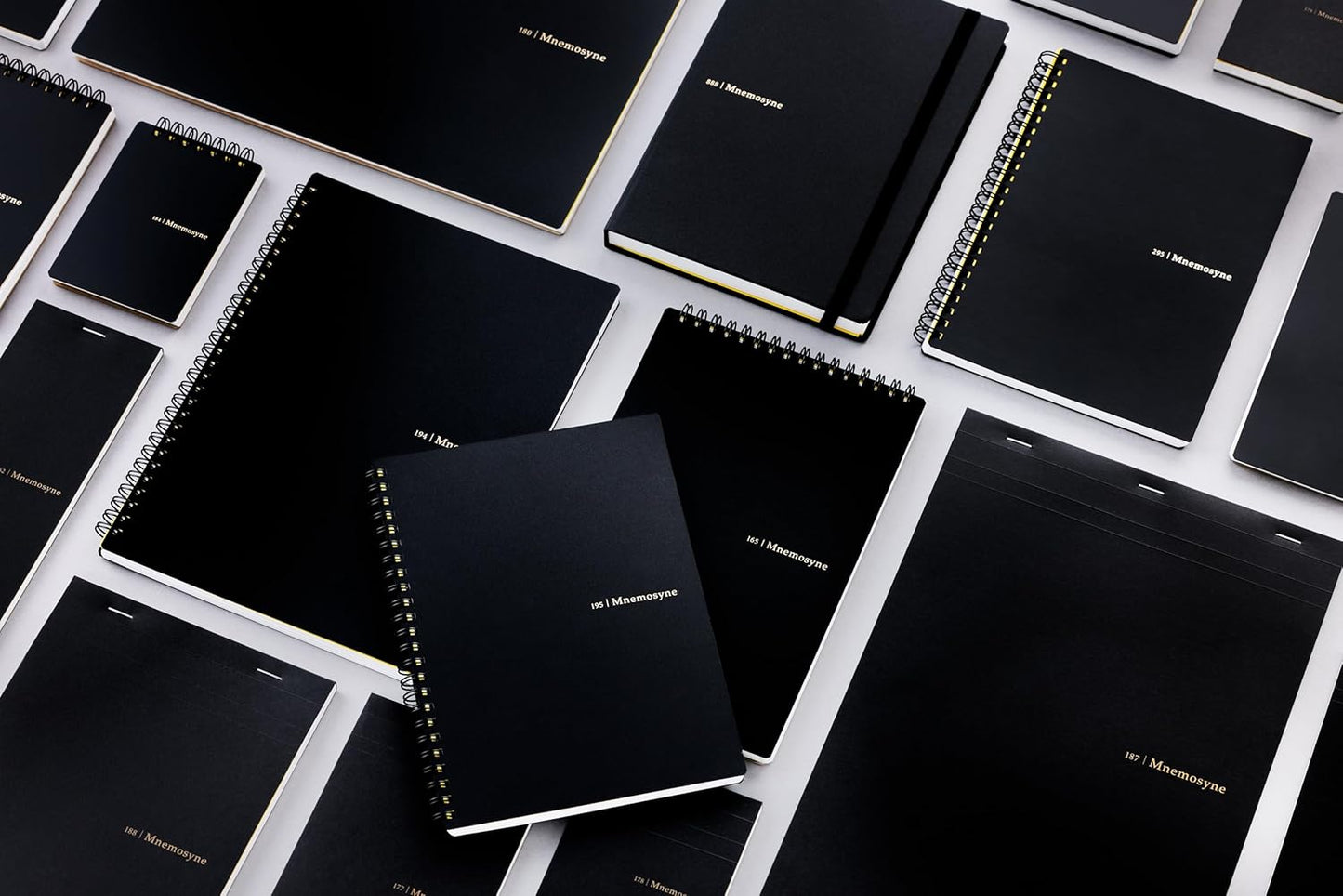 Maruman Mnemosyne Lined Notebook- Vertical A5, 5.83" x 8.27", 70 Sheets / 140 Pages, 7mm College Ruled With Center Line Journal, Perforated Pages & Wire-Bound to Lay Flat, Black, Made in Japan - Colors B