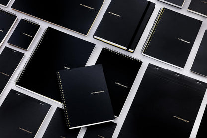 Maruman Mnemosyne Lined Notebook- Vertical A5, 5.83" x 8.27", 70 Sheets / 140 Pages, 7mm College Ruled With Center Line Journal, Perforated Pages & Wire-Bound to Lay Flat, Black, Made in Japan - Colors B