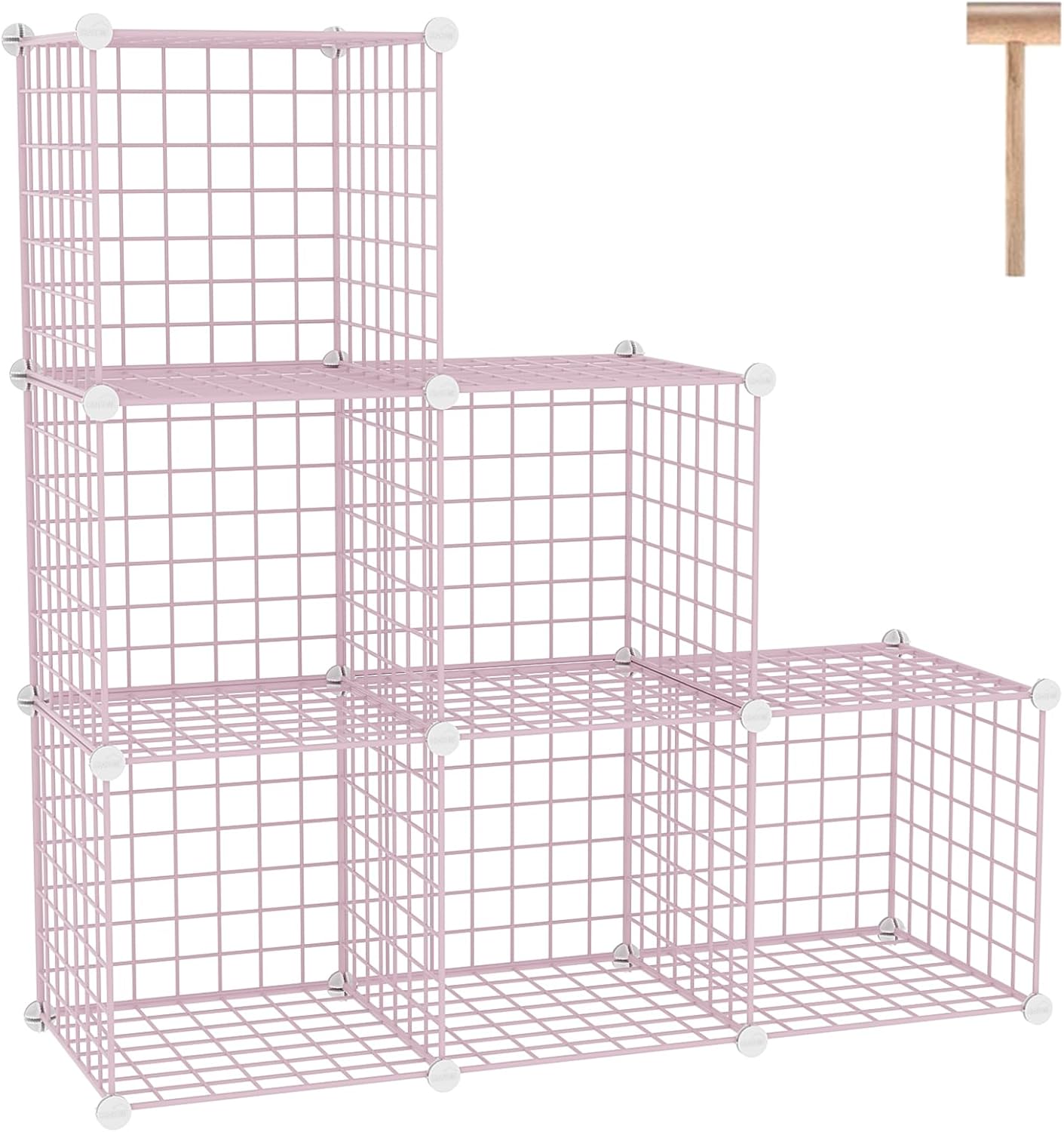 C&AHOME Wire Cube Storage, 6 - Cube Organizer Metal C Grids, Modular Shelves Units, Storage Bins Shelving, Closet Organizer, Ideal for Home, Office, Living Room, 36.6”L x 12.4”W x 36.6”H Black