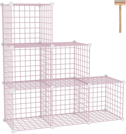 C&AHOME Wire Cube Storage, 6 - Cube Organizer Metal C Grids, Modular Shelves Units, Storage Bins Shelving, Closet Organizer, Ideal for Home, Office, Living Room, 36.6”L x 12.4”W x 36.6”H Black