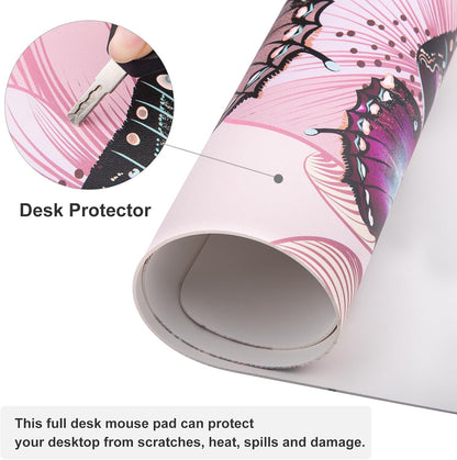 QIYI Large Mouse Pad, Cute Pink Desk Mat for Desktop, Women Girls PU Leather Desk Pad Waterproof Gaming Mousepad, Rose Gold Marble Computer Protector Writing Pad for School Office Home 31.5" x 15.7"