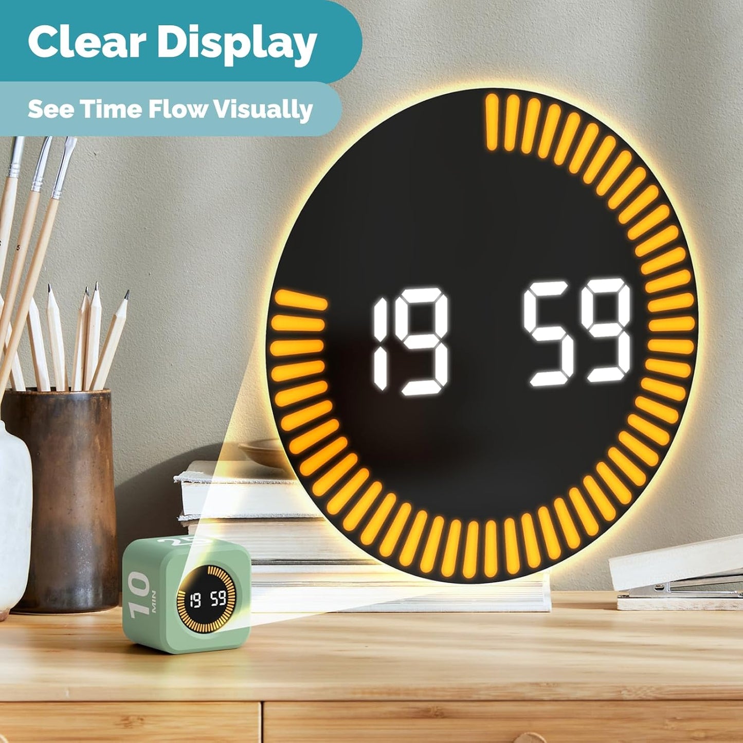 KADAMS Visual Timer for Kids - Pomodoro Timer Cube 5/10/25/50 Min Rotating Visual Countdown Time Management Tool for Toddler Focus ADHD School Classroom Study Homework Productivity - Green