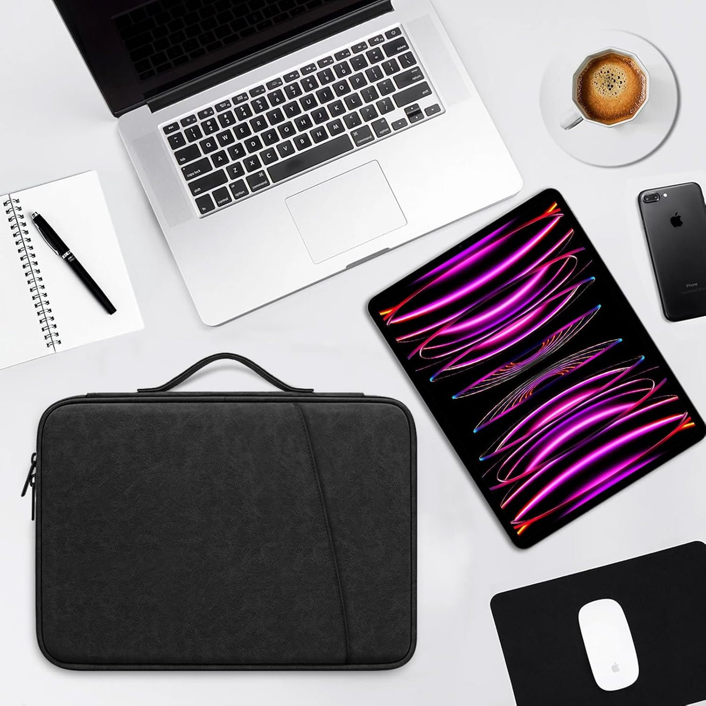 DTTO 9-11 Inch Tablet Sleeve Bag for iPad A16, iPad Air 11-inch M3 M2 / Air 5/4th Gen 10.9", iPad Pro 11 M4, iPad 10/9/8/7th Gen, Galaxy Tab A9+, Waterproof Travel Bag, Pink