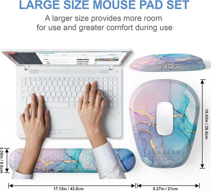 Mouse Pad with Wrist Rest, Comfortable Keyboard Wrist Rest, Memory Foam Wrist Rest for Computer Keyboard, Ergonomic Mouse Pad Set for Easy Typing & Pain Relief for Office Black
