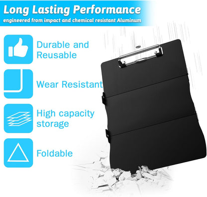 Clipboard Foldable Without Edition Cheat Sheets Aluminum 3 Layers Foldable Clipboards Pocket Size Profile Clip Clipboards Notepad for Students, Nurses,Contractor Trucker Driver