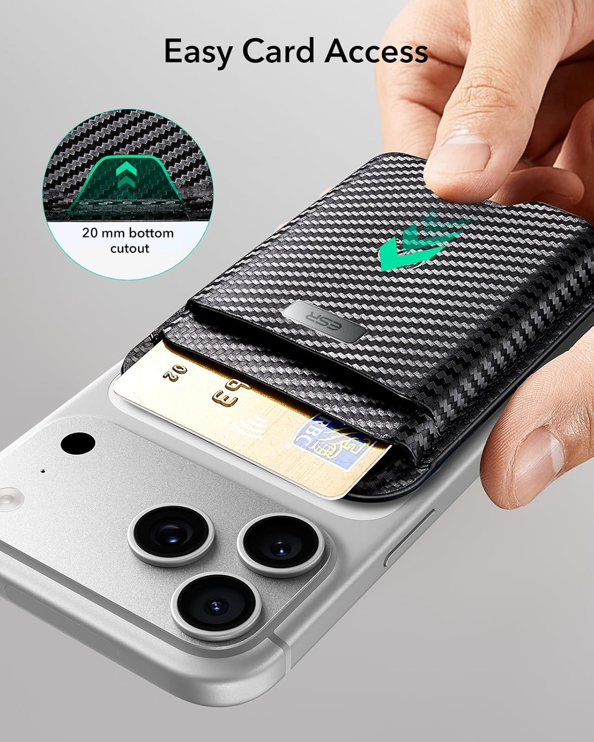 ESR Geo for MagSafe Wallet with Full Find My Functionality, RFID Blocking, 5 Cards Holder for Phone Case, Strong Magnetic Wallet for iPhone 17e/17/16/15/14/13/12 Series, Not for 13/12 Mini, Black