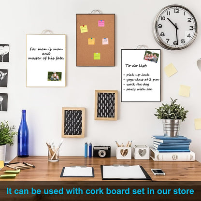TSJ OFFICE Small Whiteboard Cork-Board - 16" X 12" Portable Aluminum Black Framed Magnetic Dry Erase Board, Small Bulletin Cork Board with Holder for Office, Home and School