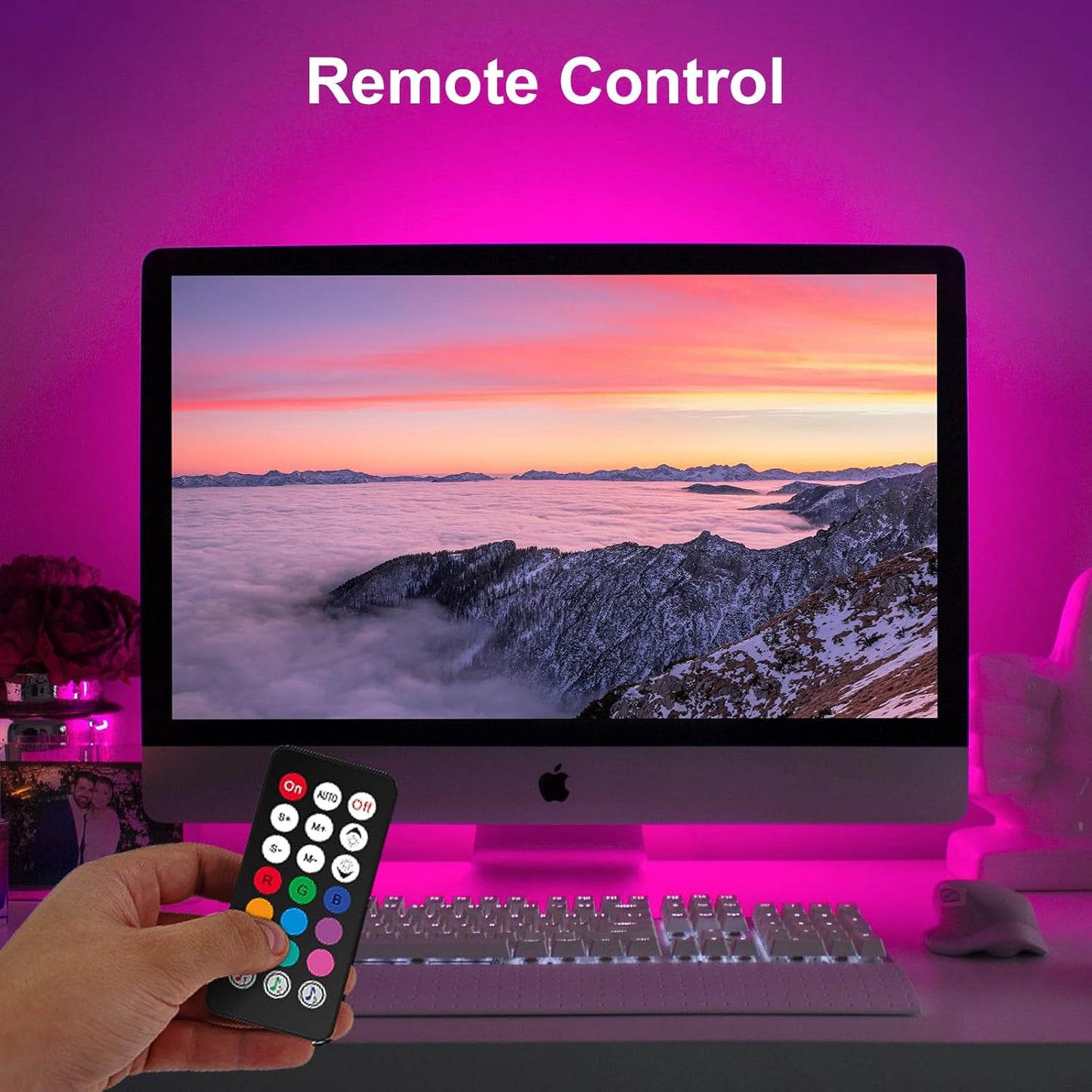 velted RGB Light Bar, Music Sync RGB IC LED Lights Bars, USB Powered Ambient Lighting, Remote Control Color Changing Gaming TV Backlight, 8 Dynamic Modes for PC Room Monitor Desk