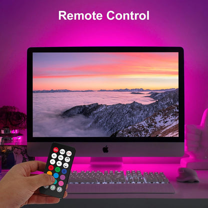 velted RGB Light Bar, Music Sync RGB IC LED Lights Bars, USB Powered Ambient Lighting, Remote Control Color Changing Gaming TV Backlight, 8 Dynamic Modes for PC Room Monitor Desk