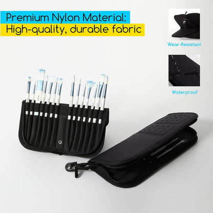 MEEDEN Paint Brush Holder, 11.5 X 10 Inch Zippered Painting Brush Case, Organization and Storage Bag for Artist Paint Brush (Brushes NOT Included)