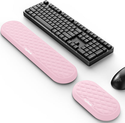 TopMade Keyboard Wrist Rest, Cooling Gel & Upgrade Soft Memory Foam Design Wrist Support for Keyboard, Full-Size Keyboard Hand Rest Pad, Ergonomic Palm Rest for for Long Hours of Work, Gaming, Black
