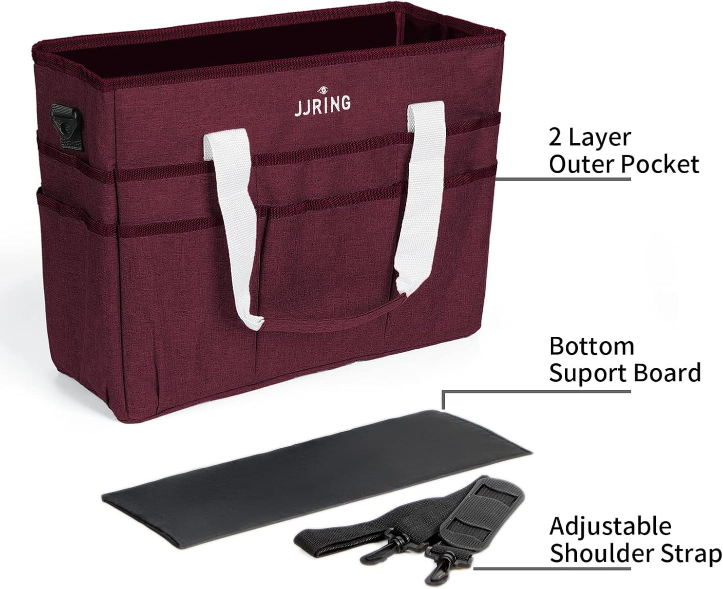 JJRING Craft Organizer Tote Bag for Art Storage, Caddy with Multiple Pockets, Bluish Green Sewing Bag for Scrapbooking, School, Medical, and Office Supplies