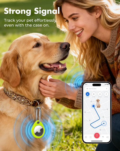 UNBREAKcable AirTag Holder for Apple - 4 Pack Air Tag Case [Professional Carabiner] [Waterproof] [Shockproof] TPU AirTag Keychain for Kids, Pets, Keys, Luggage, Backpacks
