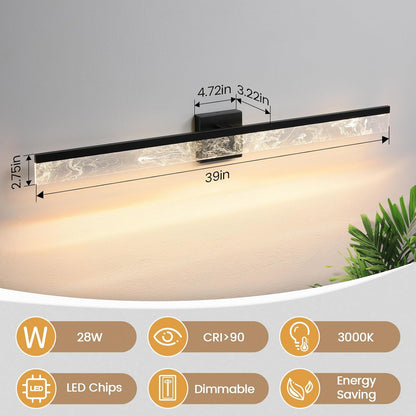 AIJIASI 39-Inch Brushed Gold Vanity Light Fixture, 28W Dimmable LED Modern Light Bar for Bathroom Mirror, Restroom, Bedroom (3000K)