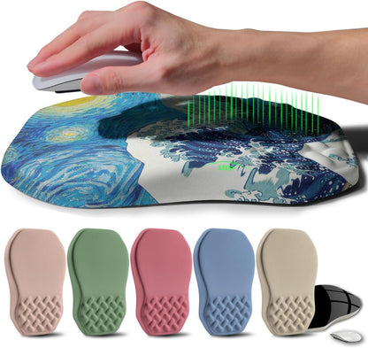 Ergonomic Raised Mouse Pad Wrist Support with Bilateral Slope Memory Foam Mousepad for Wrist Rest and Carpal Tunnel Pain Relief 11.8x7.9〃 Black