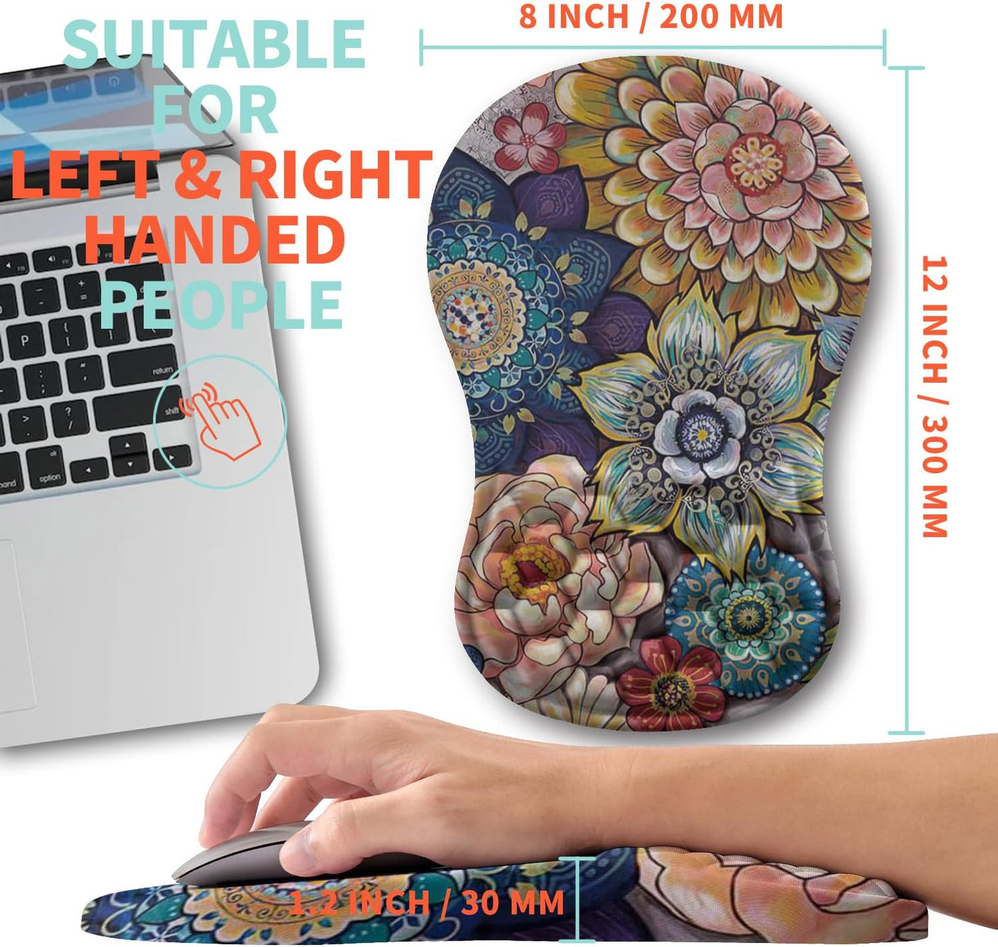 Ergonomic Mouse Pad Wrist Support with Memory Foam Massage Bulge, Carpal Tunnel Pain Relief Mousepad Wrist Rest for Mouse(12x8 inch, Silver Gray Light Purple)