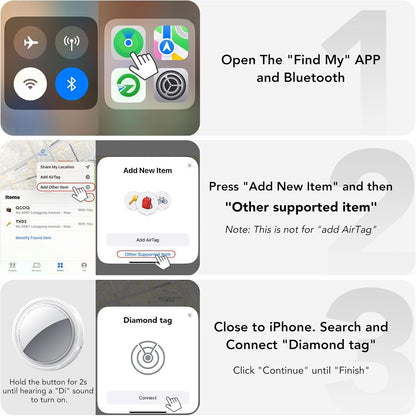 New Tracker Tag-1 Pack (Black), QCOQ Bluetooth 5.3 Tracker Tag Work with Apple Find My (iOS Only), Smart Tag with Protective Case/Keychain/Lanyard, Item Finder for Key/Wallet/Bag, Replaceable Battery
