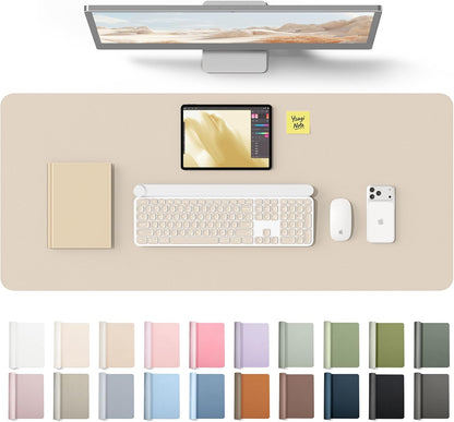 YSAGi Leather Desk Pad Protector, Large Mouse Pad, Non-Slip PU Leather Desk Blotter, Waterproof Writing Pad for Office and Home (31.5" x 15.8", Eggshell) - Colors B