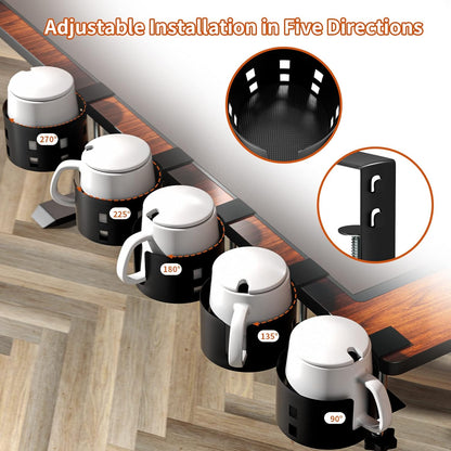 Deeper Desk Cup Holder, OOKUU Anti-Spill Cup Holder for Desk or Table, Sturdy and Durable, Easy to Install, Enough to Hold Coffee Cups, Water Bottles, Gaming PC Office Accessories, Black