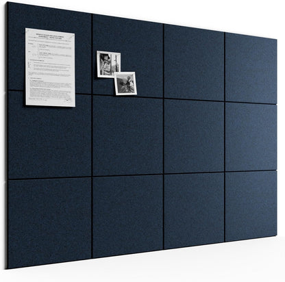 Bumusty Large Cork Board Alternative-48 x 36" Felt Bulletin Board Tiles, with 30 Pushpins, 70 Adhesive Tabs, Bold-Stripe 12-Pack, Cork Boards for Office Push Pin Board Felt Board-Carbon Blue