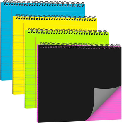MotiMind 4 Pack Landscape Notebook Top Spiral Bound 11 x 9.5 Inch College Ruled Legal Pads Horizontal Notepad with Hole Punched Pages for Office School Meeting Project Notes Daily Use, White