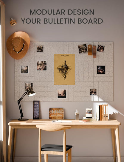 Fluxynara Large Felt Bulletin Board 48" x 36" Cork Board Alternative-12 Pack with 70 Safe Removable Adhesive Tabs, Cork Boards for Walls Cork Board for Home Office Classroom Pin Board (Oatmeal)