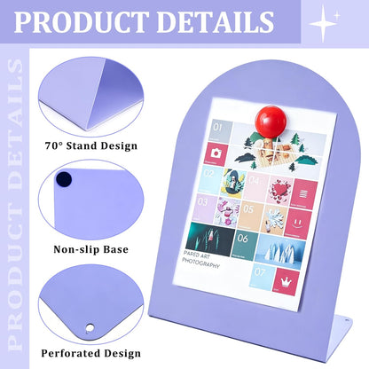 2 Pack Magnetic Bulletin Board with Stand, Magnetic Board, Magnet Board, Metal Tabletops Memo Photos/Souvenir Display Board Magnet Desk Display Stand for Home School Office Kitchen Decoration