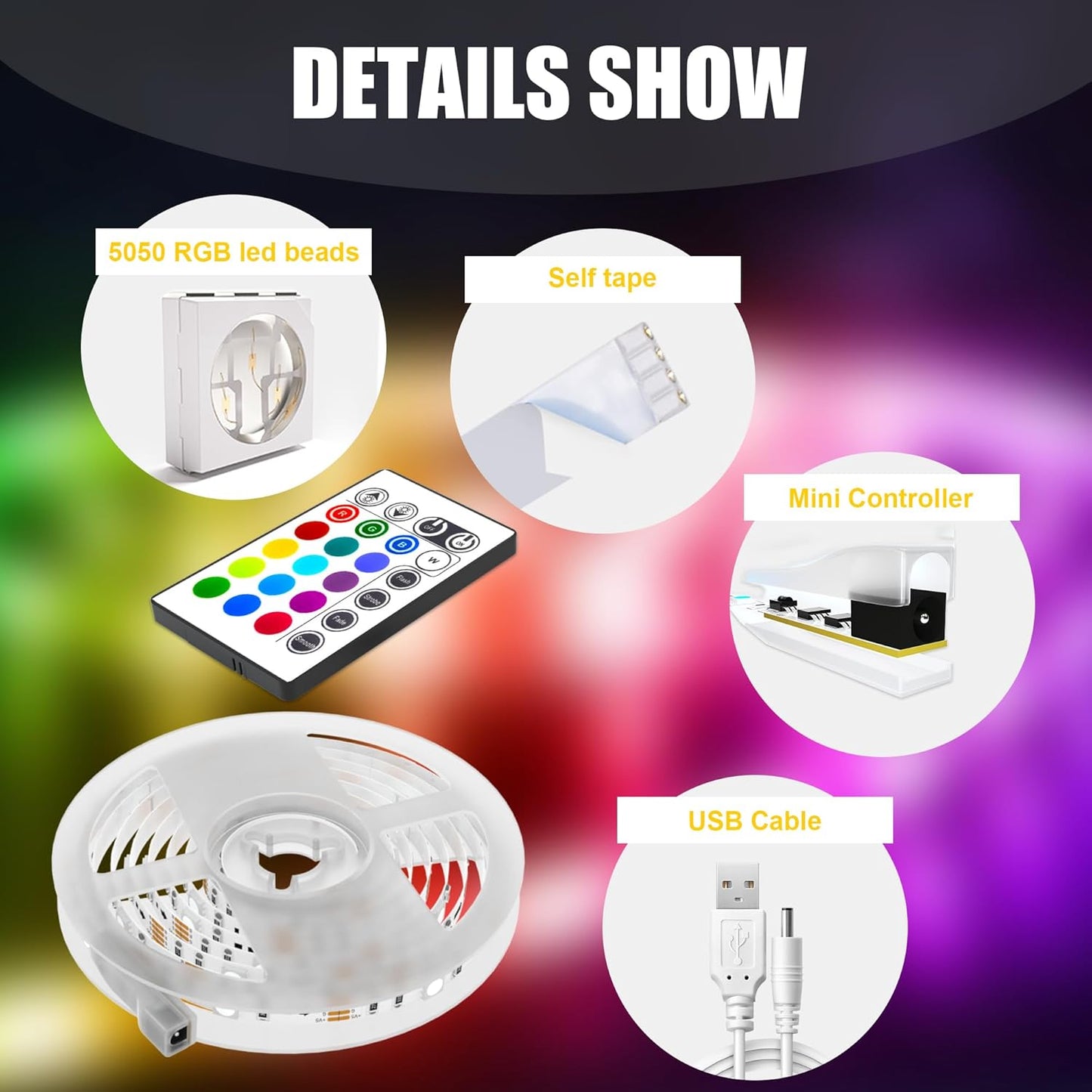 PANGTON VILLA TV LED Backlight for 40-60 Inch TV, 8.2ft LED Lights for TV with Bluetooth APP & Remote Control, 16 Color Led Strip Lights Changing TV Lights Behind with Music Sync for Bedroom