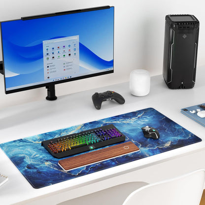 KTRIO Large Gaming Mouse Pad Desk Mat, Superior Micro-Weave Cloth for Precise Mouse Control, Non-Slip Rubber Base, Stitched Edges, Water-Resistant, for Gamer, Office & Home, 31.5" x 11.8" inches