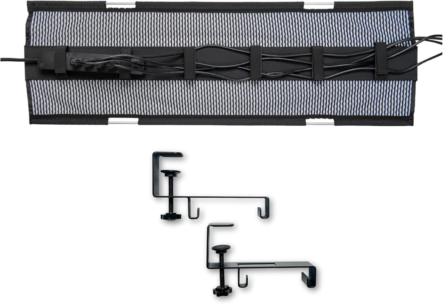 PERFECT POSTURE Mesh Cable Organizer – Under Desk Cable Management with Adjustable Straps, Flexible Mesh, Easy-Access Design, & Standing Desk Compatible – 37.4” (Gray)