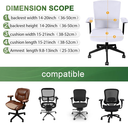 Tallew 4 Pcs Office Chair Covers Set Computer Universal Protective Stretchable Chair Seat Covers Desk Armrest Cover Pads Office Cushion Backrest for Rotating(Regular,Black)